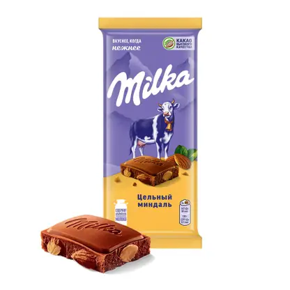 Изображение товара Шоколад Milka молочный с цельным миндалем 80г