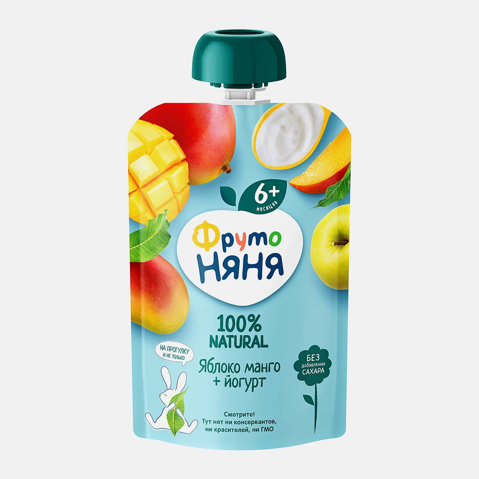Изображение товара Пюре из яблока и манго с йогуртом с 6 месяцев Фрутоняня 90г