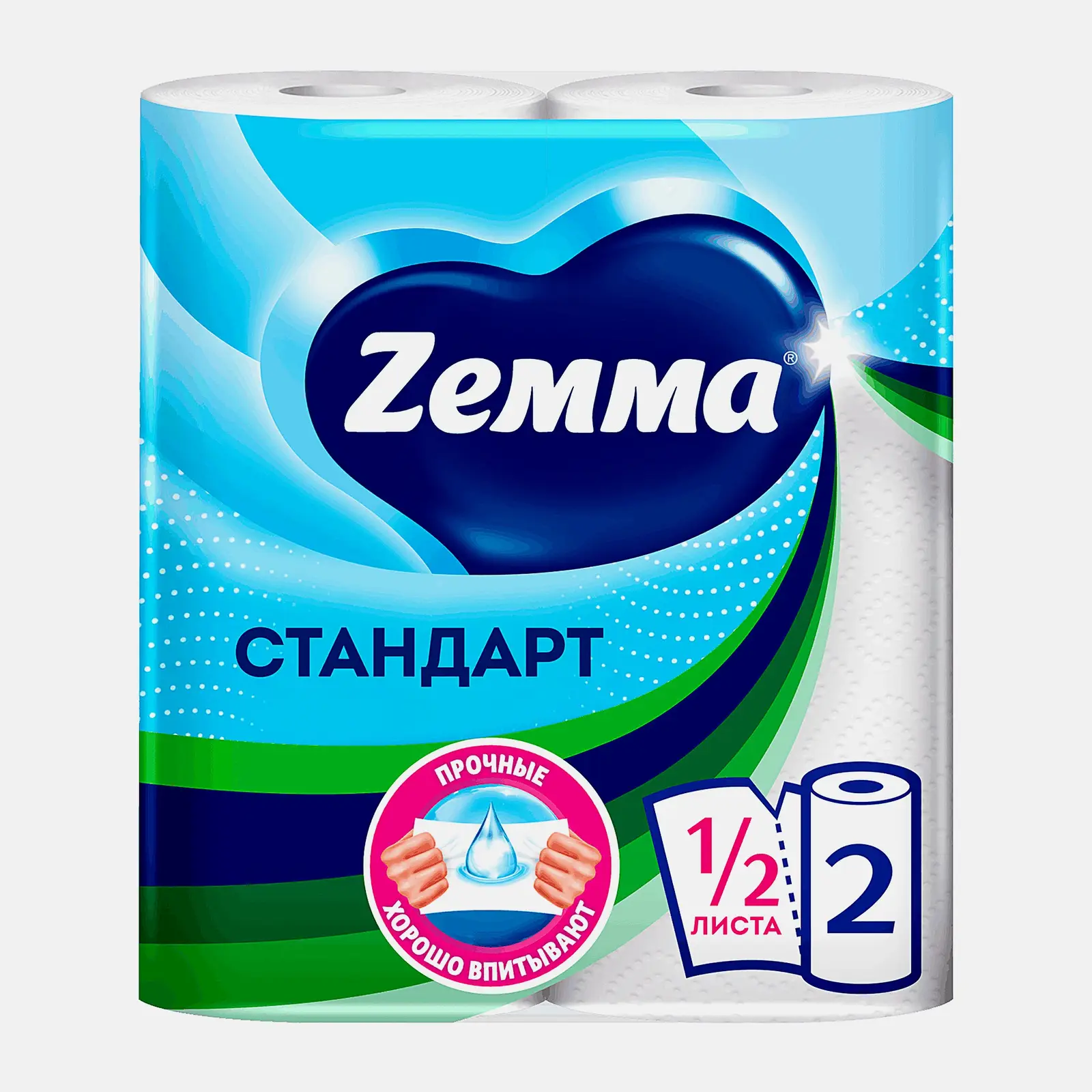 Бумажные полотенца белые Zemma 2 рулона 2 слоя