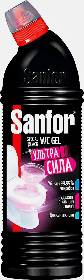 Гель Sanfor WC Special black дезинфицирующее 1л Гель Sanfor WC Special black дезинфицирующее 1л