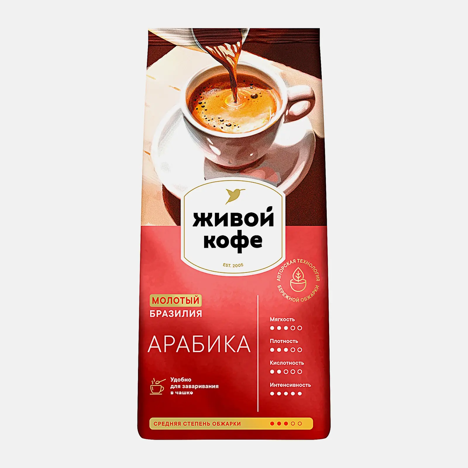 Изображение товара Кофе молотый Живой Кофе Arabica 200г натуральный аромат и насыщенный вкус