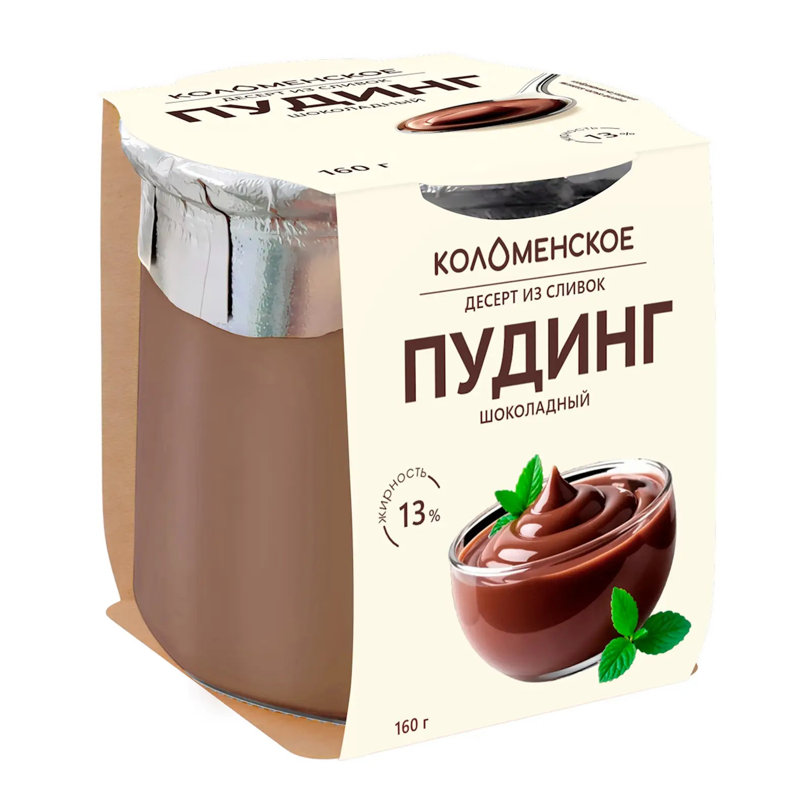 Изображение товара Десерт из сливок Коломенский Пудинг шоколадный 13% 160г
