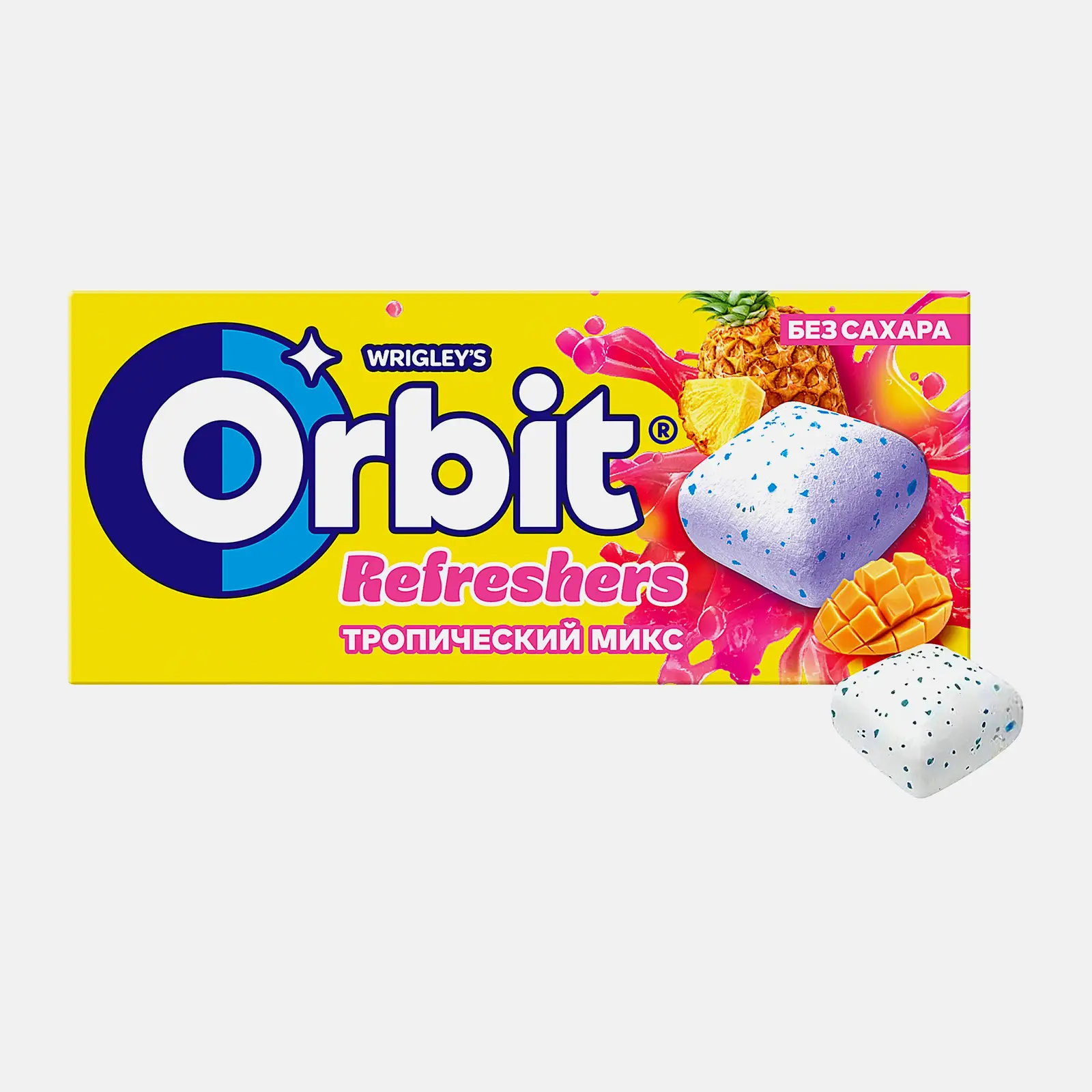 Жевательная резинка Orbit Refreshers Освежающие кубики Тропический вкус без сахара 16г Жевательная резинка Orbit Refreshers Освежающие кубики Тропический вкус без сахара 16г