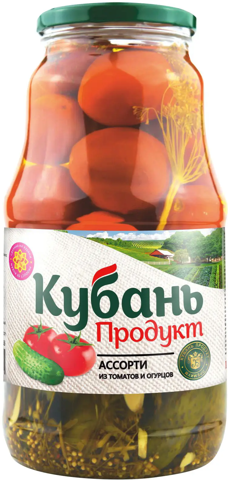 Ассорти Кубань продукт огурцы и помидоры маринованные 1800г — в каталоге на  сайте сети Магнит | Краснодар