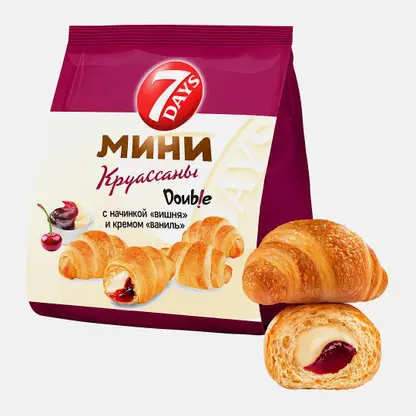 Мини-круассаны двойная начинка ваниль вишня 7Days 265г