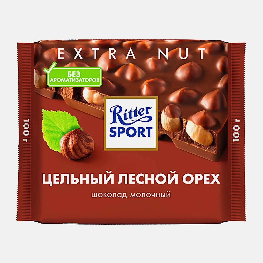 Шоколад Молочный Цельный лесной орех Ritter Sport 100г