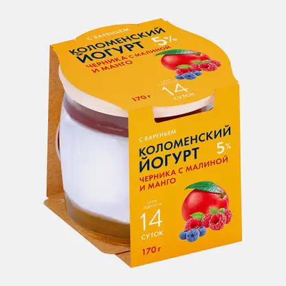Йогурт Коломенский Черника Малина Манго 5% 170г