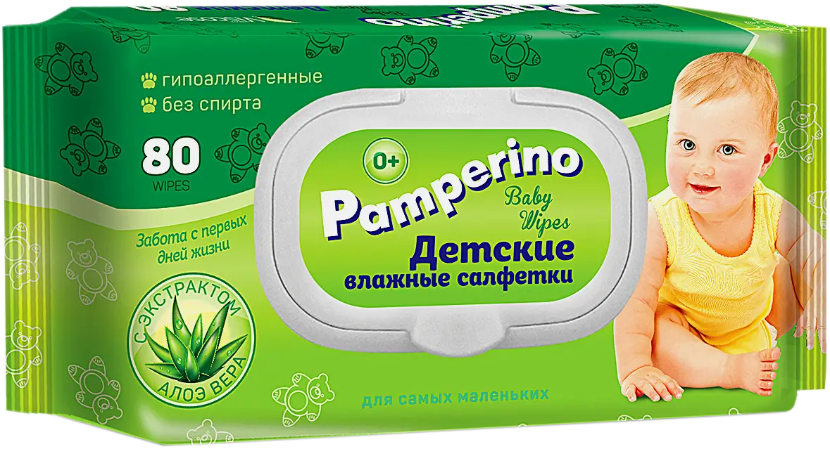 Салфетки влажные Pamperino детские с алоэ вера 80шт Салфетки влажные Pamperino детские с алоэ вера 80шт