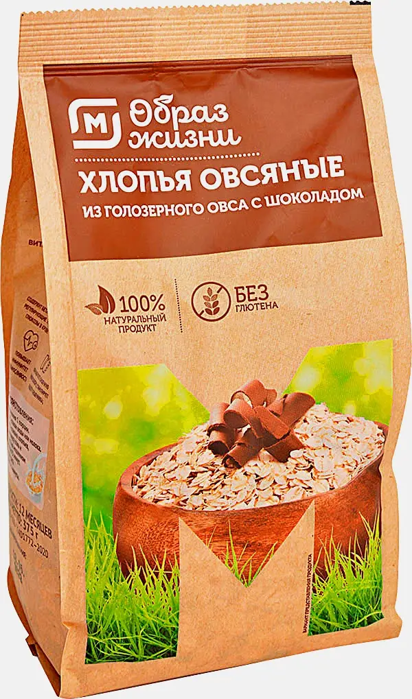 Хлопья овсяные без глютена с шоколадом М Образ Жизни 375г