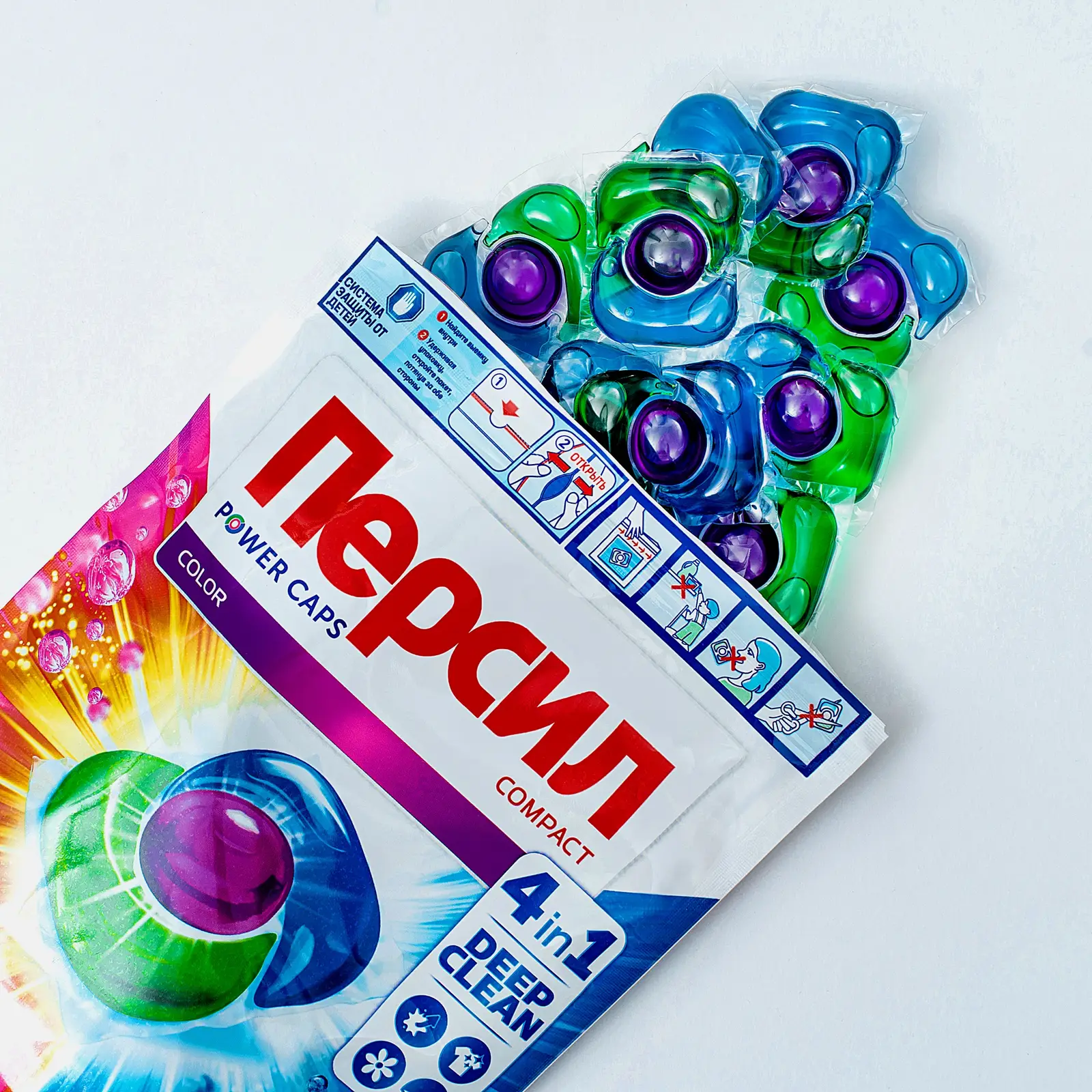 Капсулы для стирки Персил Пауэр Капс Колор 4в1 для цветного белья 28шт