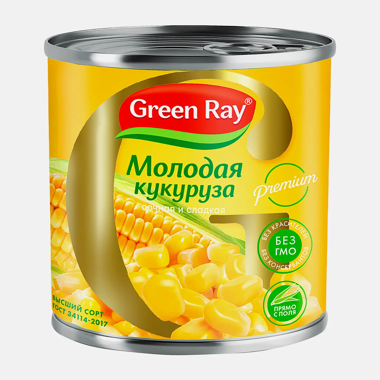 Изображение товара Кукуруза Green Ray сладкая ранняя 340г в консервной банке