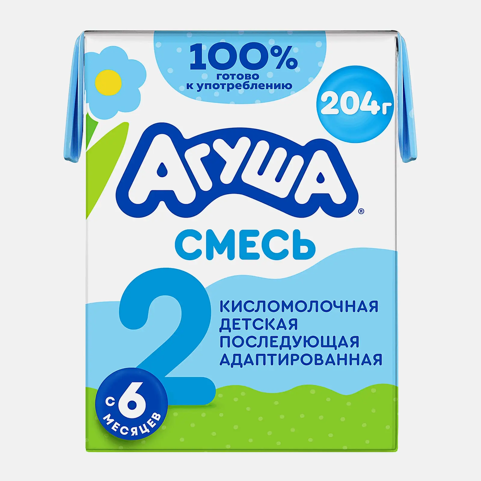 Изображение товара Смесь кисломолочная ступень 2  с 6 месяцев Агуша 3.4% 200 мл