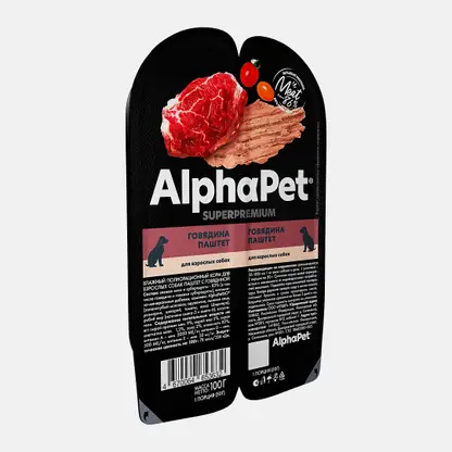 Влажный корм для собак паштет с говядиной Alphapet Superpremium 100г