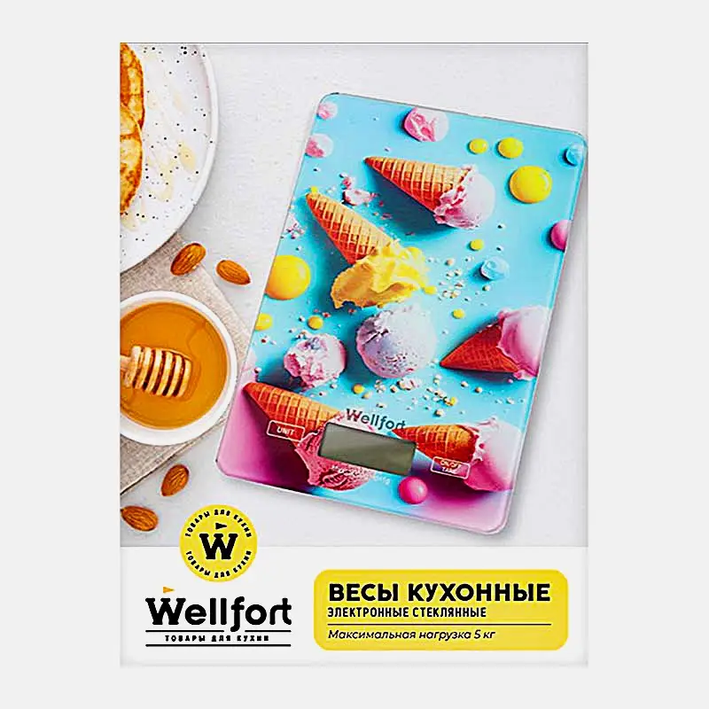 Весы Wellfort MU-APP07R кухонные электронные стекло в ассортименте - фото 2