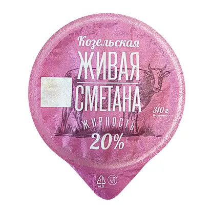 Изображение товара Сметана Козельское Молоко 20% 310г пастеризованная с закваской