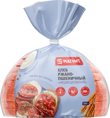 Изображение товара Хлеб Медведковский ржано-пшеничный нарезанный Магнит 300г