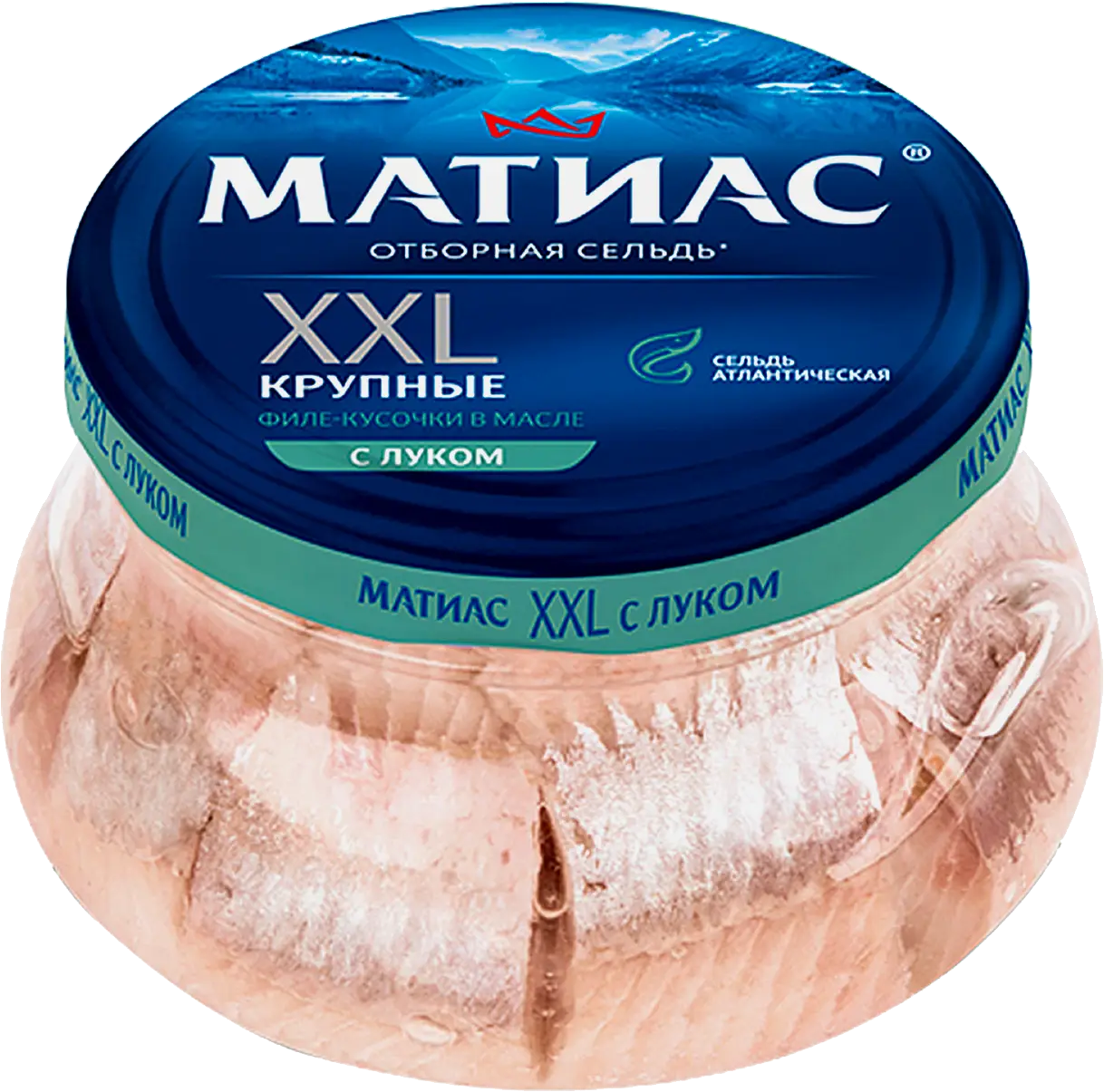 Сельдь Матиас филе-кусочки с луком в масле 260г