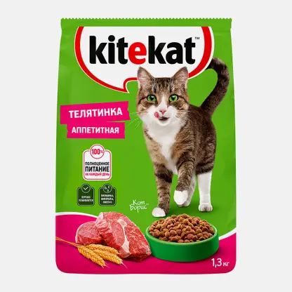 Сухой корм для кошек Телятина Kitekat 1.3кг