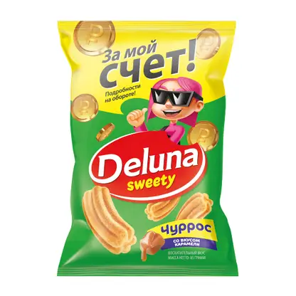 Изображение товара Снеки кукурузные Deluna Чуррос со вкусом карамели 85г