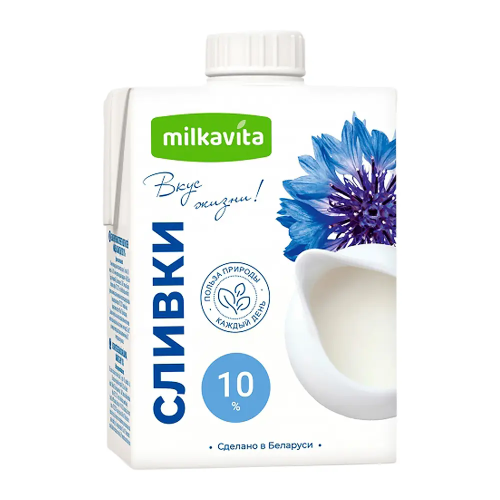 Изображение товара Питьевые сливки Milkavitа 10% 500г ультрапастеризованные для кофе и десертов