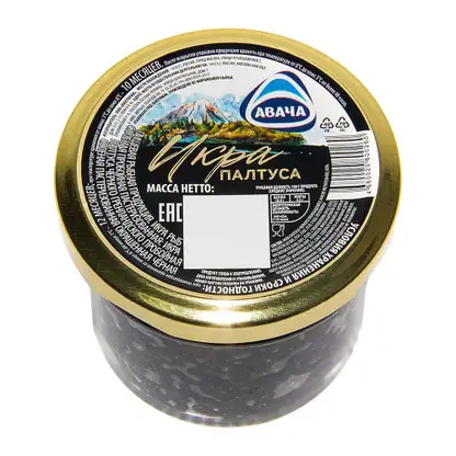 Изображение товара Икра палтуса Авача 100г чёрная солёная пастеризованная