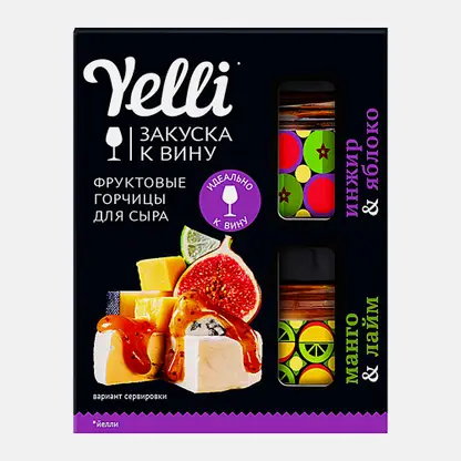 Фруктовые горчицы для сыра инжир-яблоко и манго-лайм Yelli 2шт*50г