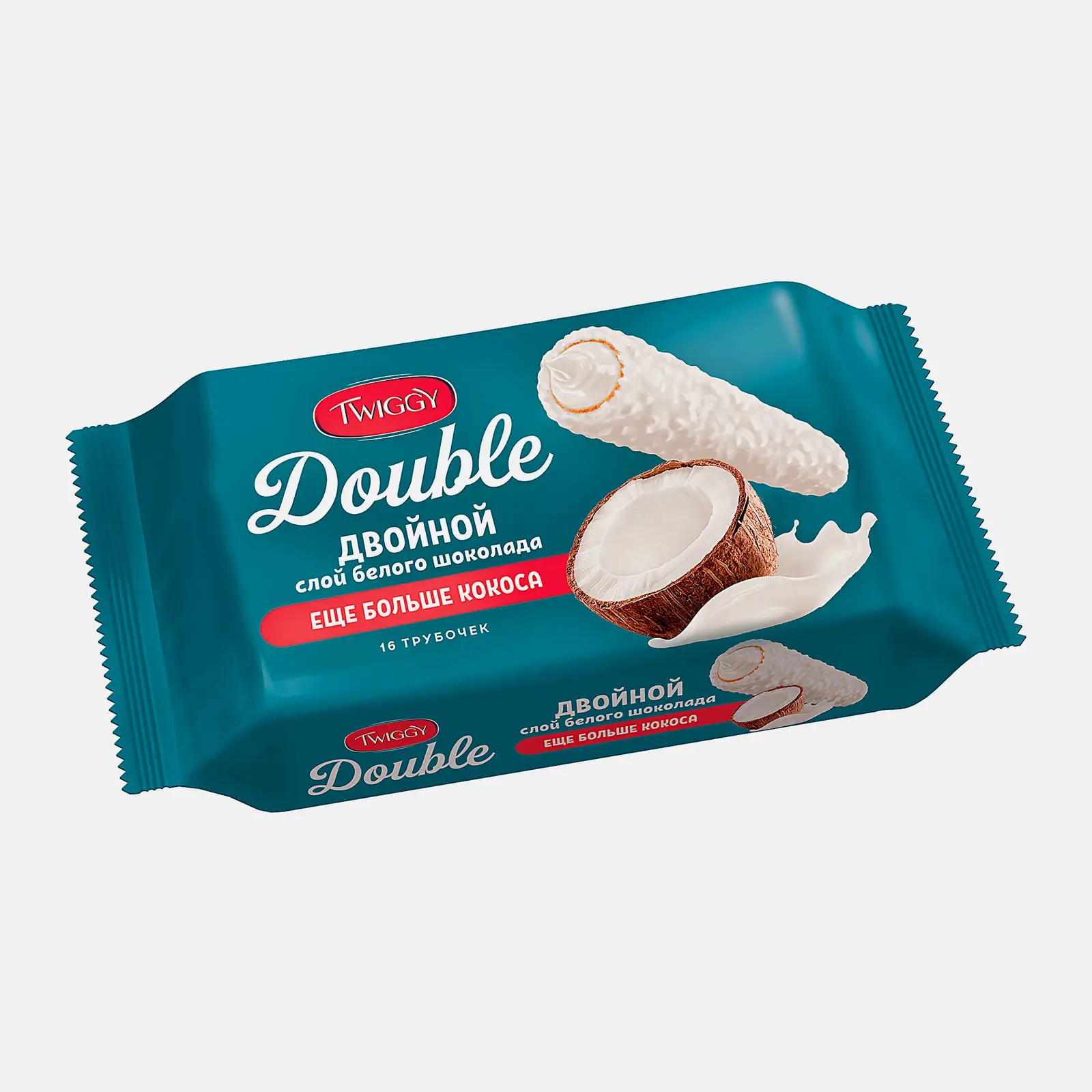 Трубочки Twiggy вафельные Double кокос в белом шоколаде 185г