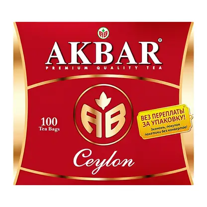 Изображение товара Чай черный Akbar Ceylon 100 пакетиков - натуральный черный чай