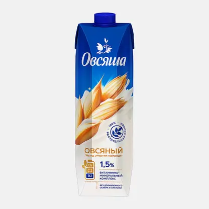 Напиток овсяный обогащенный витаминами и минералами Овсяша 1.5% 1л