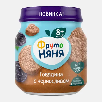 Пюре мясное говядина и чернослив Фрутоняня 100г