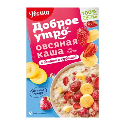 Изображение товара Каша Увелка овсяная Банан и Клубника 200г