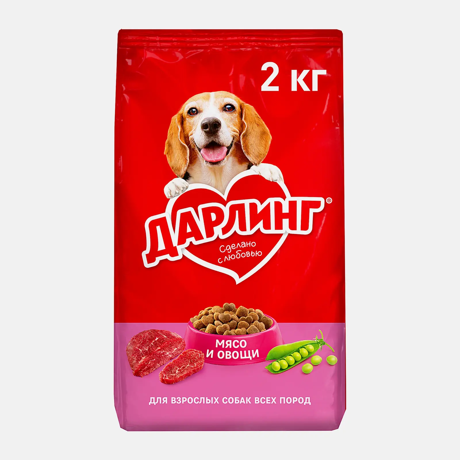 Изображение товара Сухой корм для взрослых собак Дарлинг с мясом и овощами 2кг