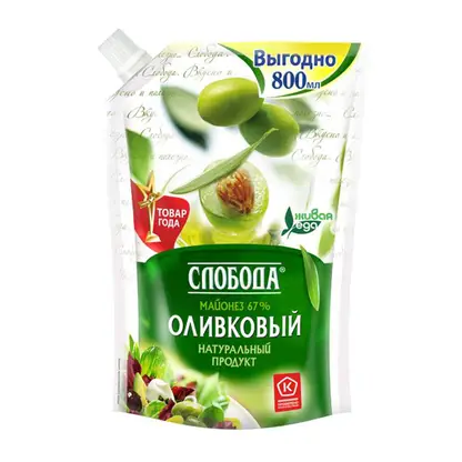 Изображение товара Майонез Слобода Оливковый 67% 750г
