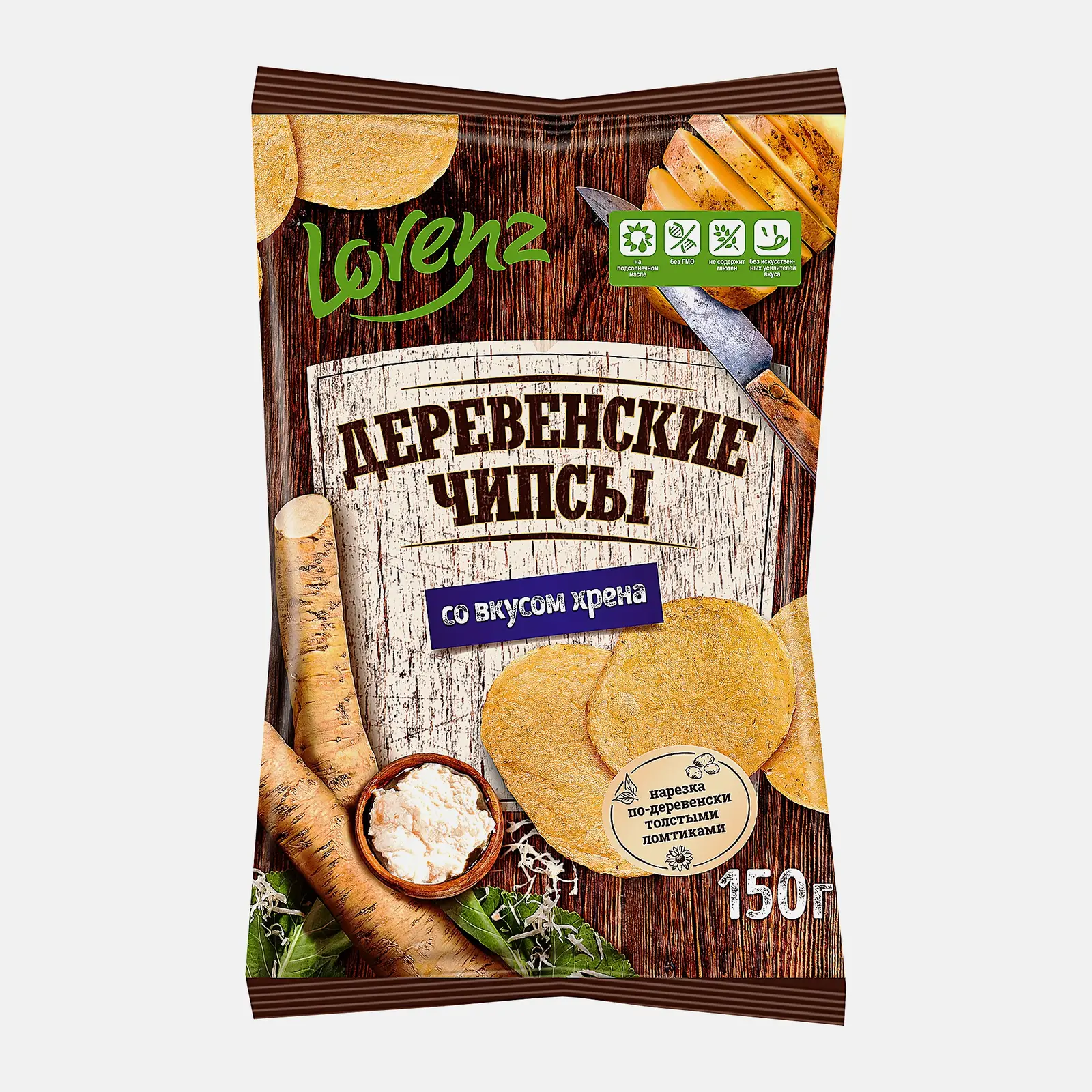 Чипсы Lorenz Деревенские картофельные со вкусом хрена 150г