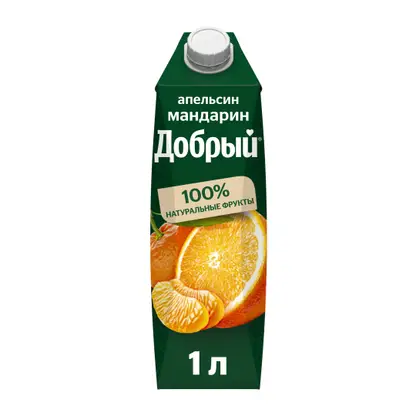 Изображение товара Нектар Добрый Мандарин-апельсин 1л - цитрусовый напиток с натуральными ингредиентами