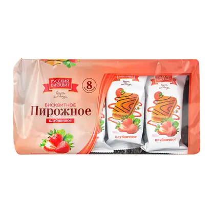 Изображение товара Пирожное Русский бисквит Клубничное бисквитное 240г