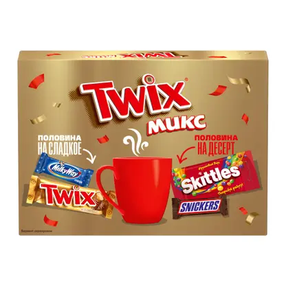 Изображение товара Подарочный набор Twix Mix с шоколадом, печеньем и драже 166 г