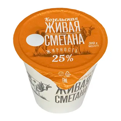 Изображение товара Сметана Козельское Молоко 25% 310г пастеризованная