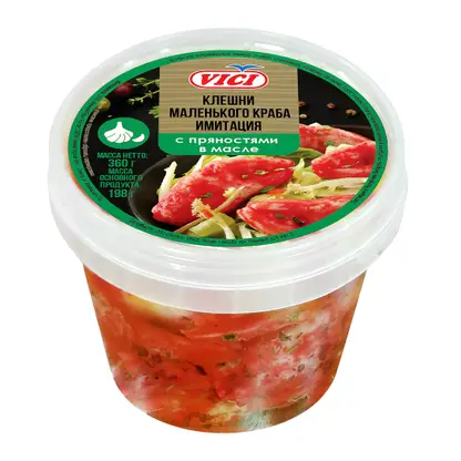 Изображение товара Клешни маленького краба Vici в чесночном масле имитация 360г