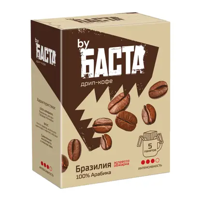 Изображение товара Молотый кофе в дрип-пакетах Бразилия By Баста 5шт