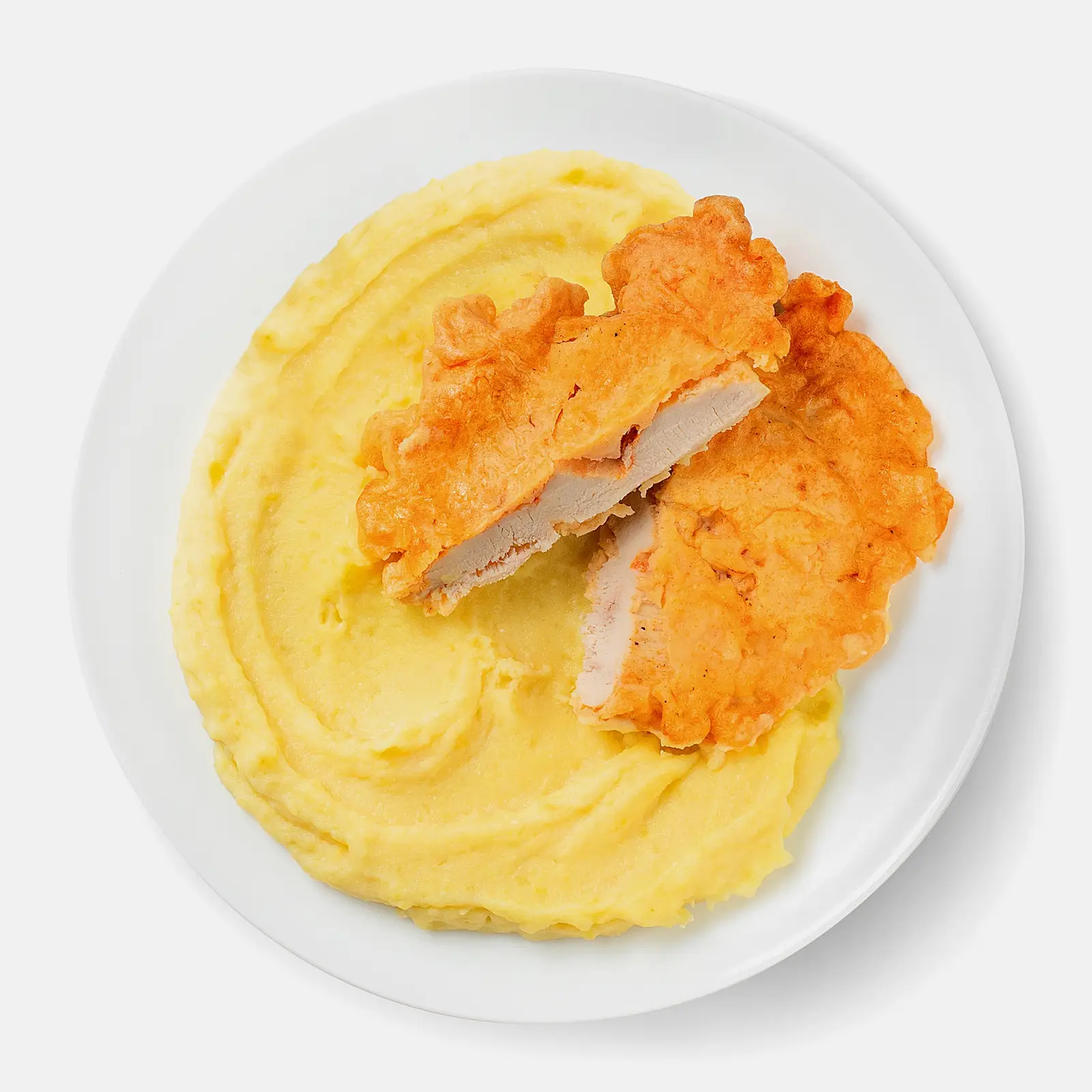 Изображение товара Куриная отбивная в сырном кляре 270г с картофельным пюре Вилочка