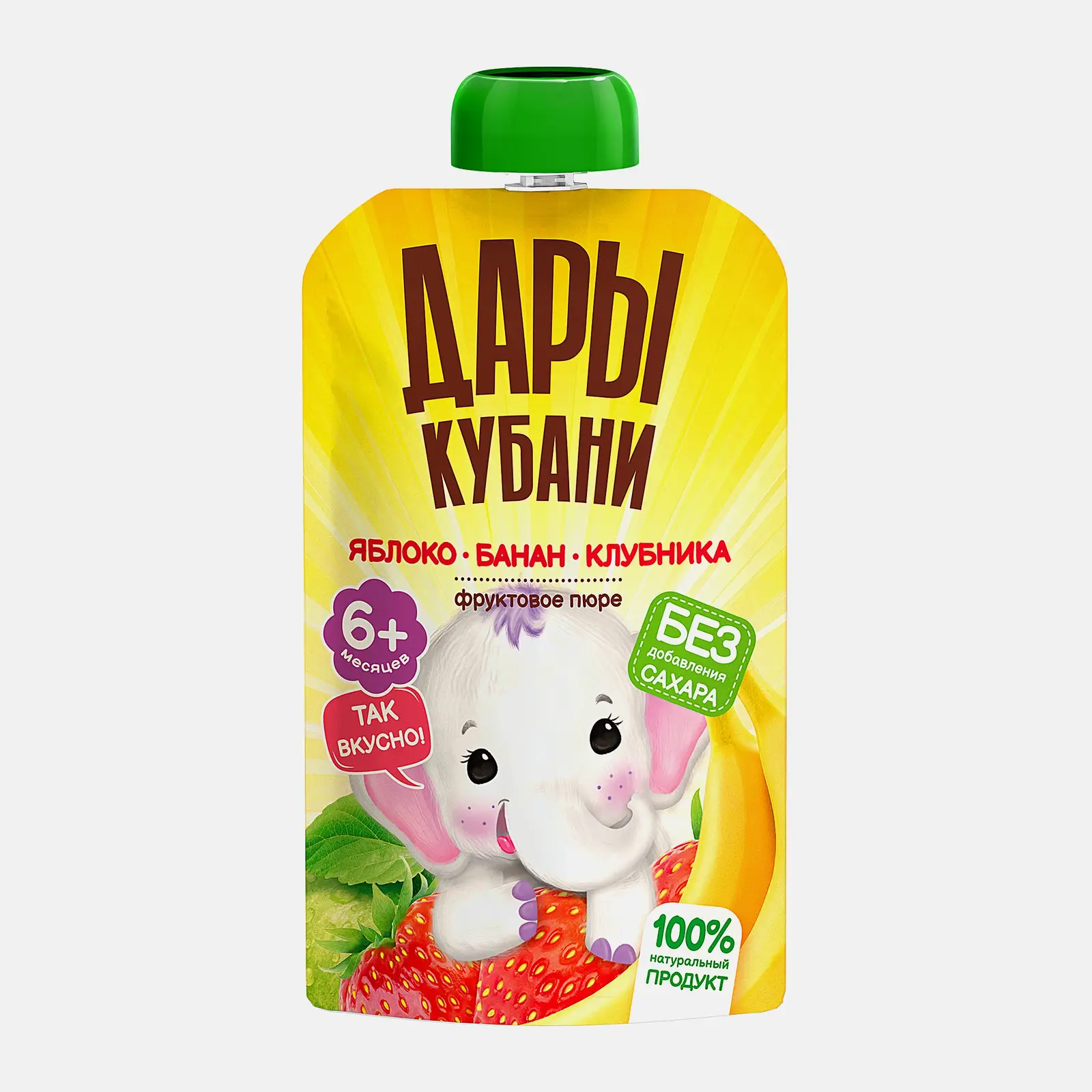 Изображение товара Пюре Дары Кубани Яблоко банан клубника 90г