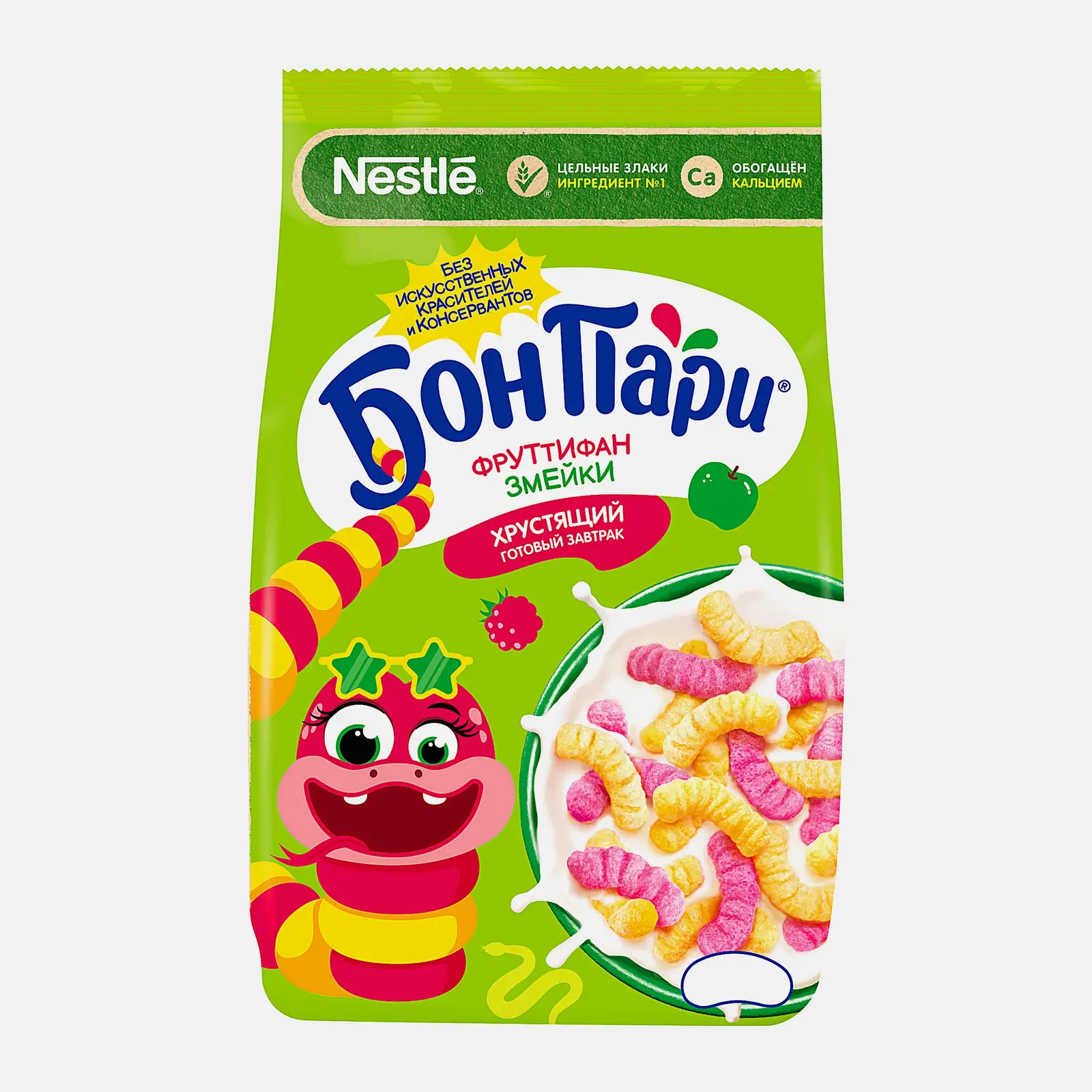 Изображение товара Готовый завтрак Бон Пари Фруттифан Змейки яблоко-малина 200г