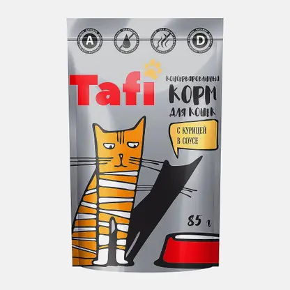 Влажный корм для кошек с курицей в соусе Tafi 85г