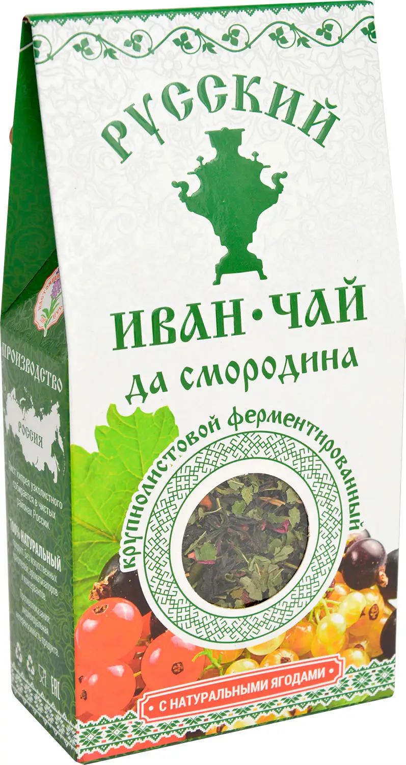 Чай травяной Русский Иван-чай крупнолистовой смородина 50г - Магнит-Продукты