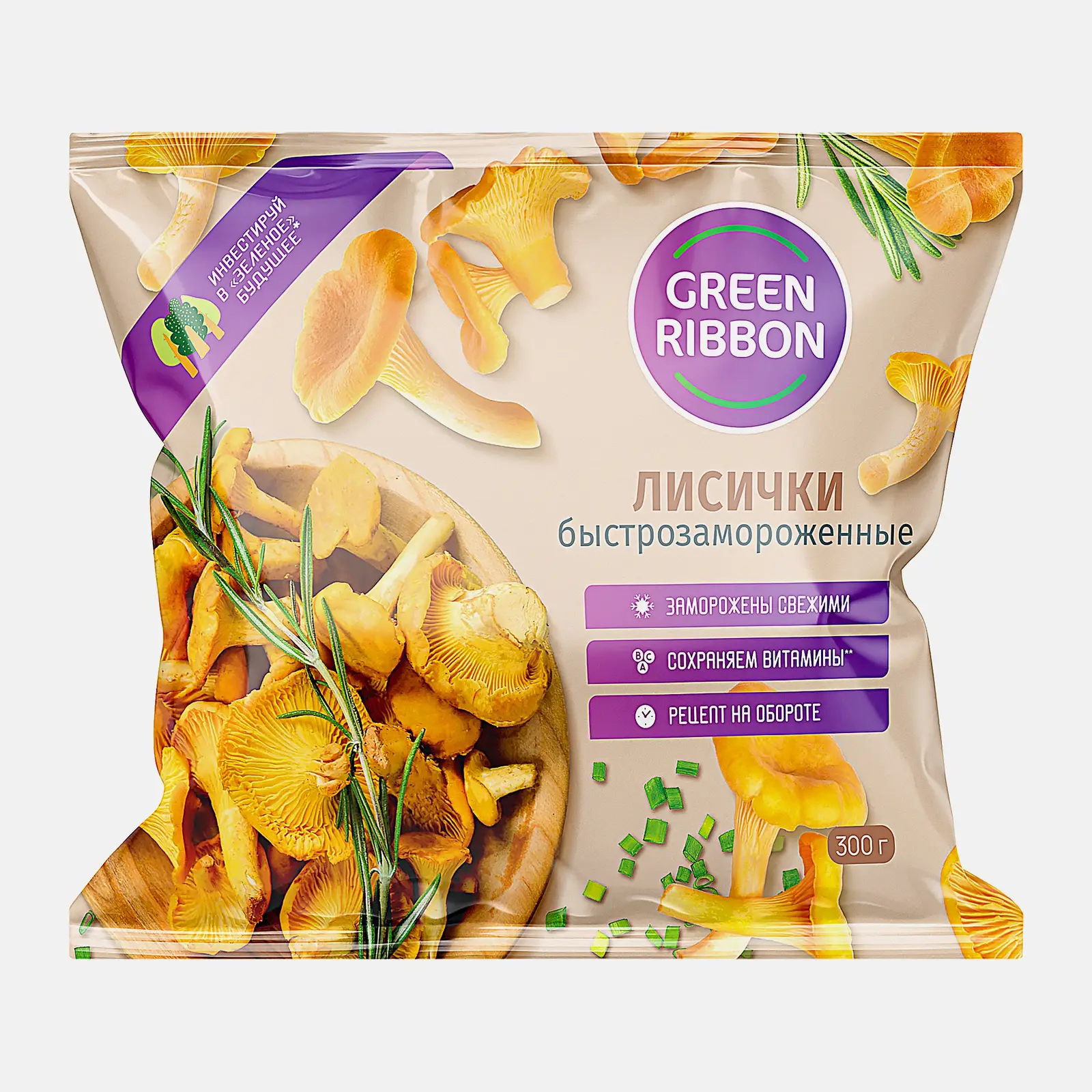 Грибы Green Ribbon Лисички целые быстрозамороженные 300г Грибы Green Ribbon Лисички целые быстрозамороженные 300г