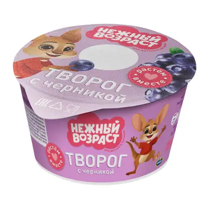 Изображение товара Творог детский Нежный возраст с черникой с 3 лет 4% 100г