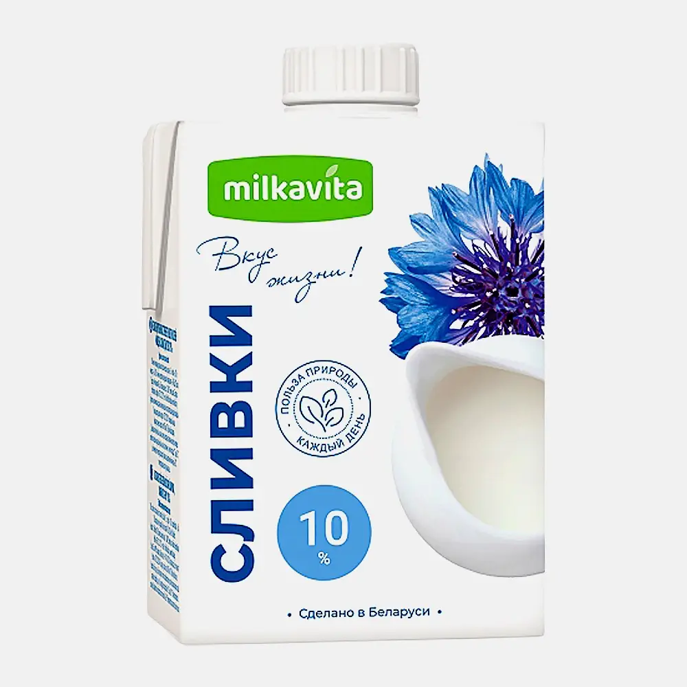 Изображение товара Питьевые сливки Milkavitа 10% 500г ультрапастеризованные для кофе и десертов