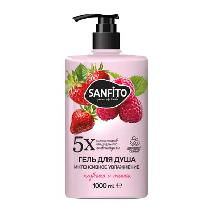 Изображение товара Гель для душа Sanfito Клубника и малина 1л