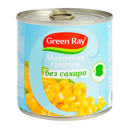 Изображение товара Консервированная кукуруза Green Ray без сахара 340г натуральный продукт